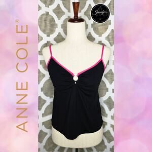 Anne Cole Collection Women's Blue w/Pink Trim Center Ring Tankini Top Large/8